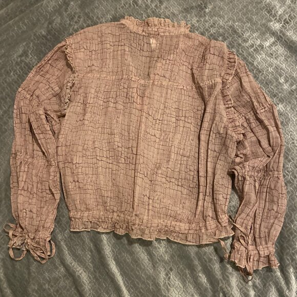 NWT H&M Boho Ruffle Tie-Front Blouse – Women’s Size L - Picture 5 of 7